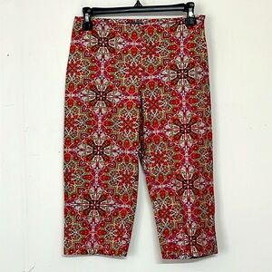 🌞 My Michelle red floral psychedelic design pattern comfy capris women 7